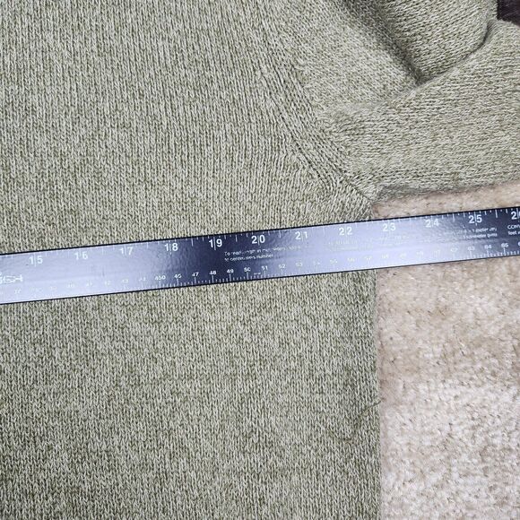 Chaps Henley Sweater Men's Large Long Sleeve Green Ribbed Hem Elbow Patch - Picture 5 of 7